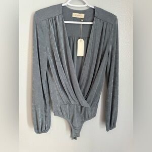 By together Blue Gray Shimmer Bodysuit Medium NWT